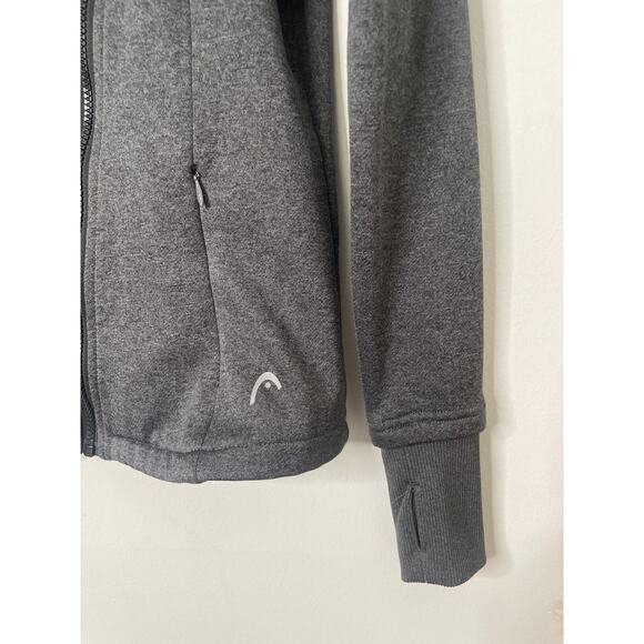 HEAD Gray Moto Jacket XS Asymmetrical Zip Up Lightweight Collared Coat - Picture 5 of 8